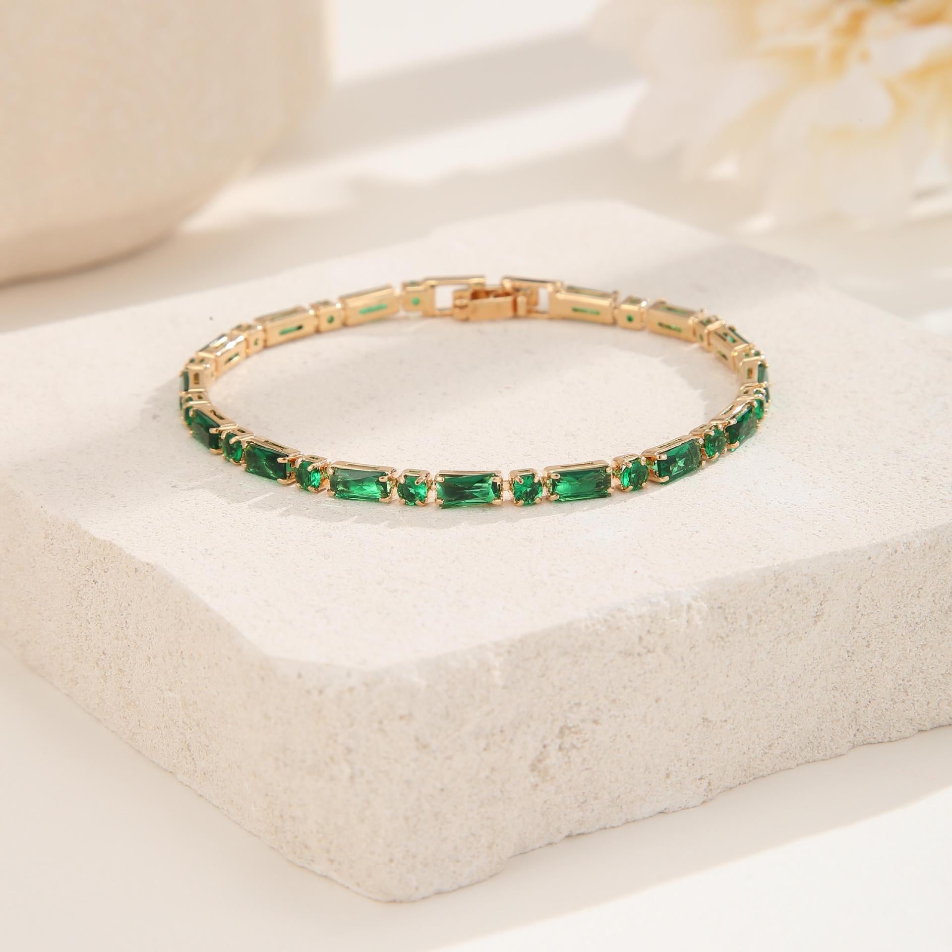 Wholesale Colorful Zircon Geometric Bracelet Fashion Jewelry Accessory Boutique Gift
