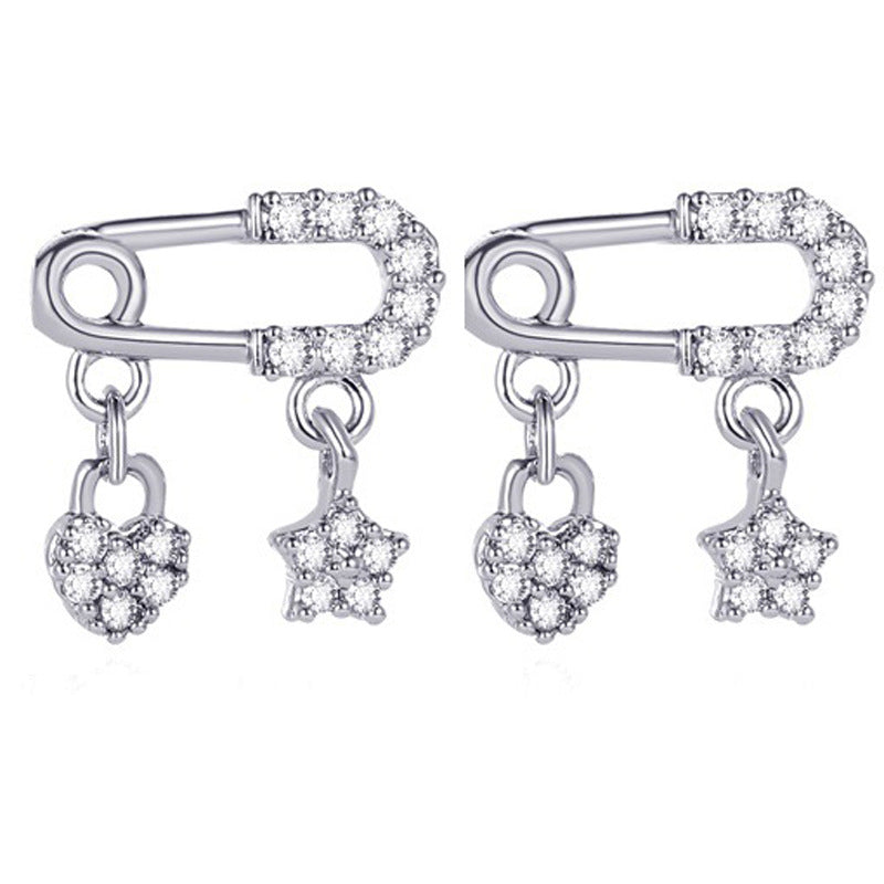 Wholesale Copper Inlaid Zircon Pin Love Star Earrings ACC-ES-QW007