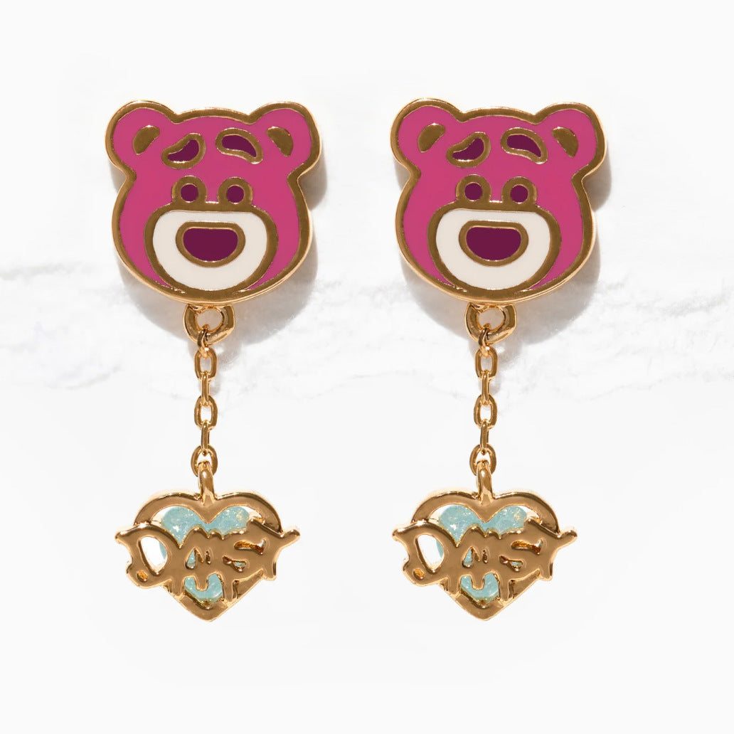 Wholesale Cartoon Cute Zircon Copper Plated 18K Gold Earrings ACC-ES-Xiny008