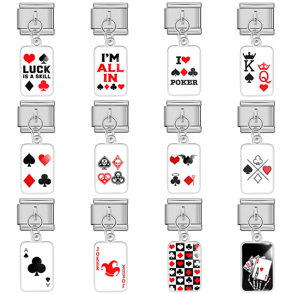 Wholesale Trendy Playing Card Pendant Stainless Steel Bracelet Fashion Accessory For Boutique Resale