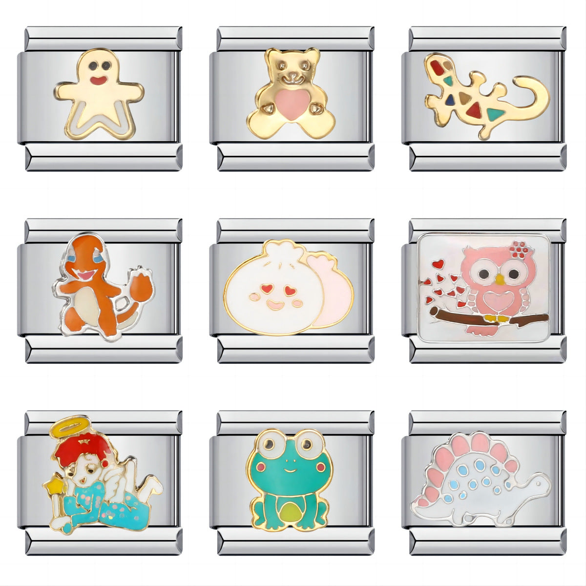 Wholesale Italian Charm Bracelet 9mm DIY Splicing Removable Oil Drop Cartoon Stainless Steel Composable Bracelet