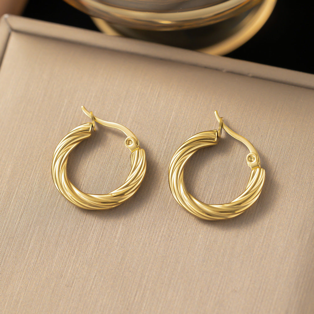 Wholesale Exaggerated Earrings Retro Simple Stainless Steel Earrings Statemente Earrings Vintage Earrings ACC-ES-Yibao001