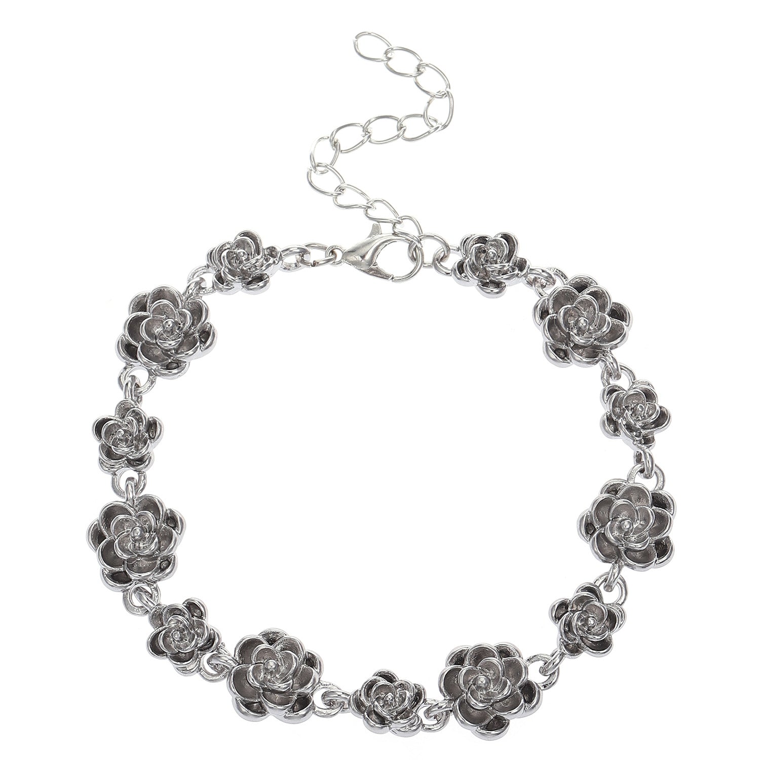 Wholesale Vintage Alloy Flower Bracelet For Women Distressed Design Chic Jewelry Accessory