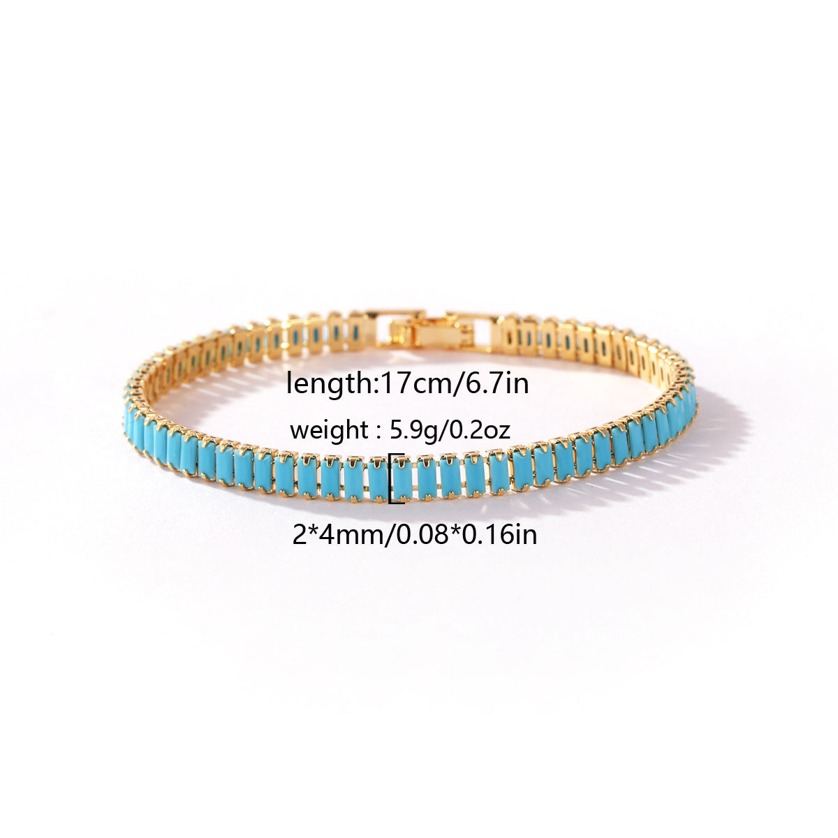 Wholesale 18k Gold Plated Zircon Bracelet,  Blue Turquoise Design,  Boutique Jewelry Accessory