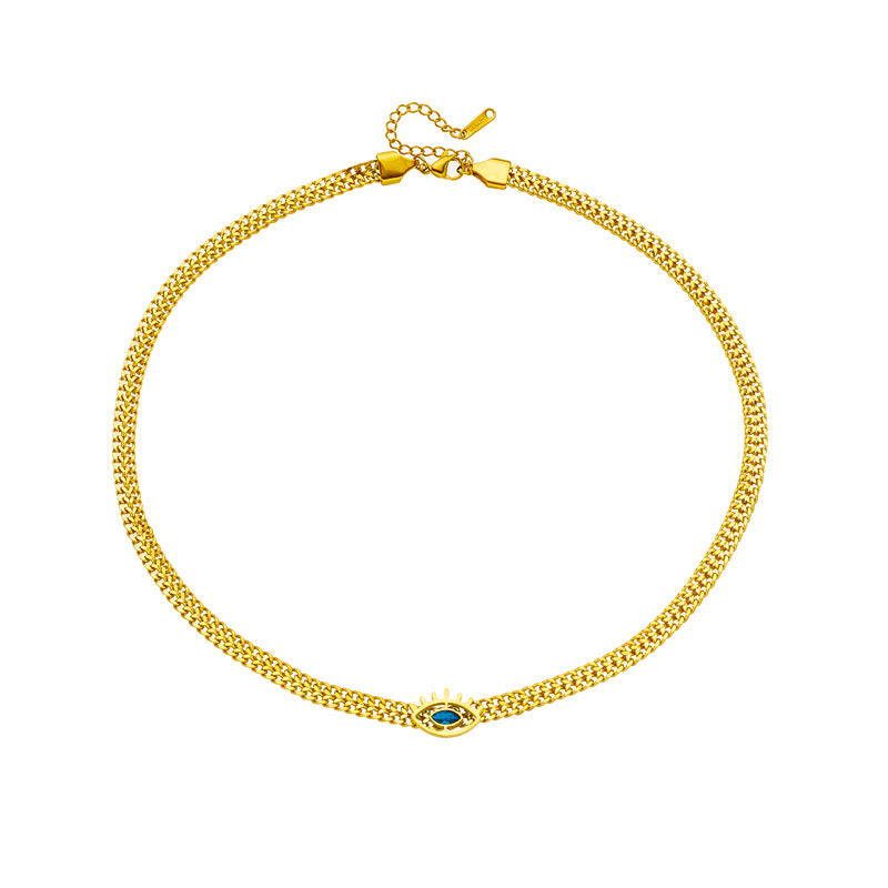 Wholesale Metal Titanium Steel Necklace Black Diamond Evil Eye Necklace ACC-NE-Yibao005