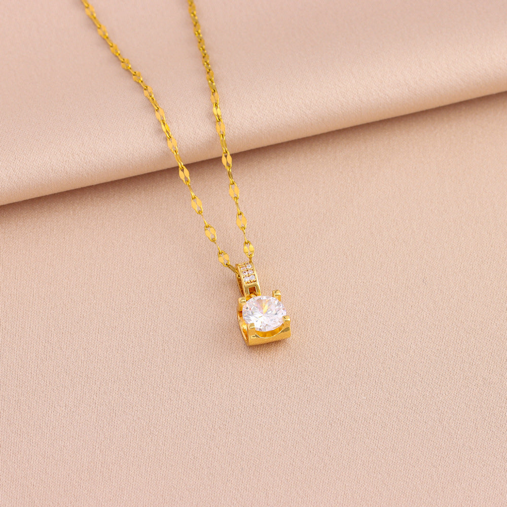 Wholesale  Titanium Steel geometric square ten carat necklace earrings jewelry suit