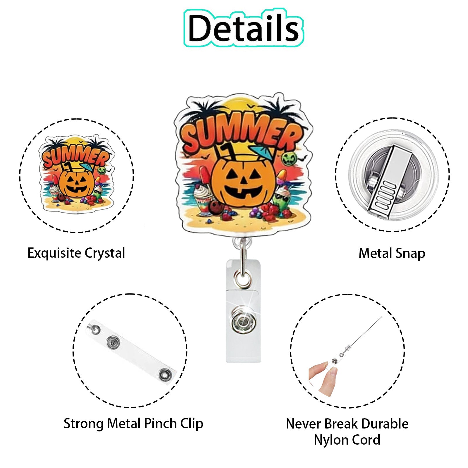 Wholesale Summer Holiday Ghost Skull Retractable Badge Reel,  Fashion Accessory for Everyday Use