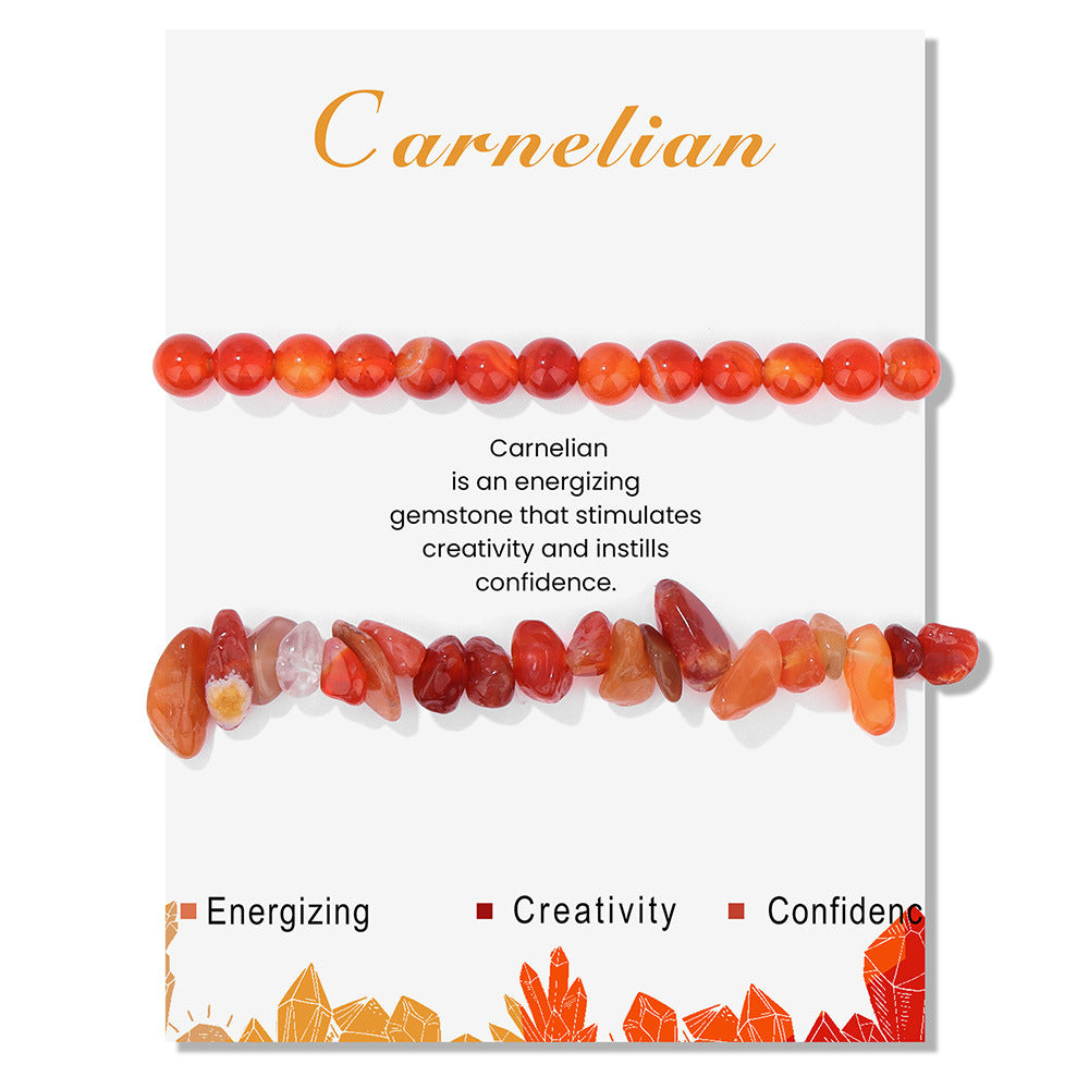 Wholesale Double Layer Natural Strawberry Crystal 8mm Bead Elastic Bracelet ACC-BT-YinYi009