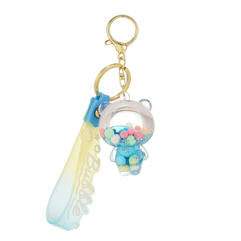 Wholesale Acrylic Liquid Into The Oil Bear Keychain