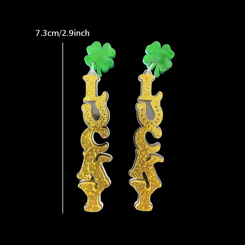 Wholesale Irish Patrick's Day Green Four Leaf Clover Earrings ACC-ES-XueP046