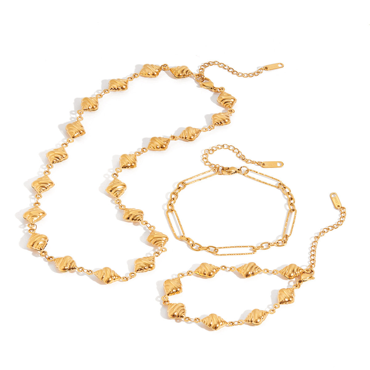 Wholesale 18K Gold Stainless Steel Bread Necklace Jewelry