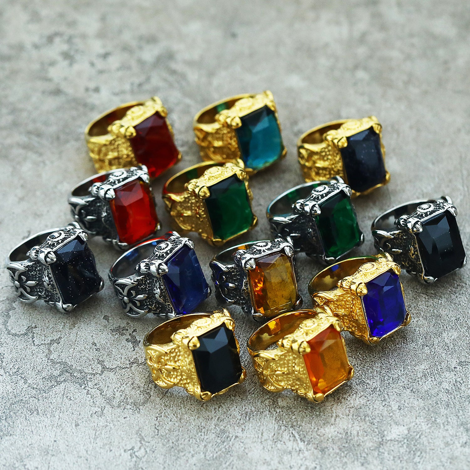 Wholesale Vintage Titanium Steel Ring with Zircon Men’s Rings ACC-RS-Hait006