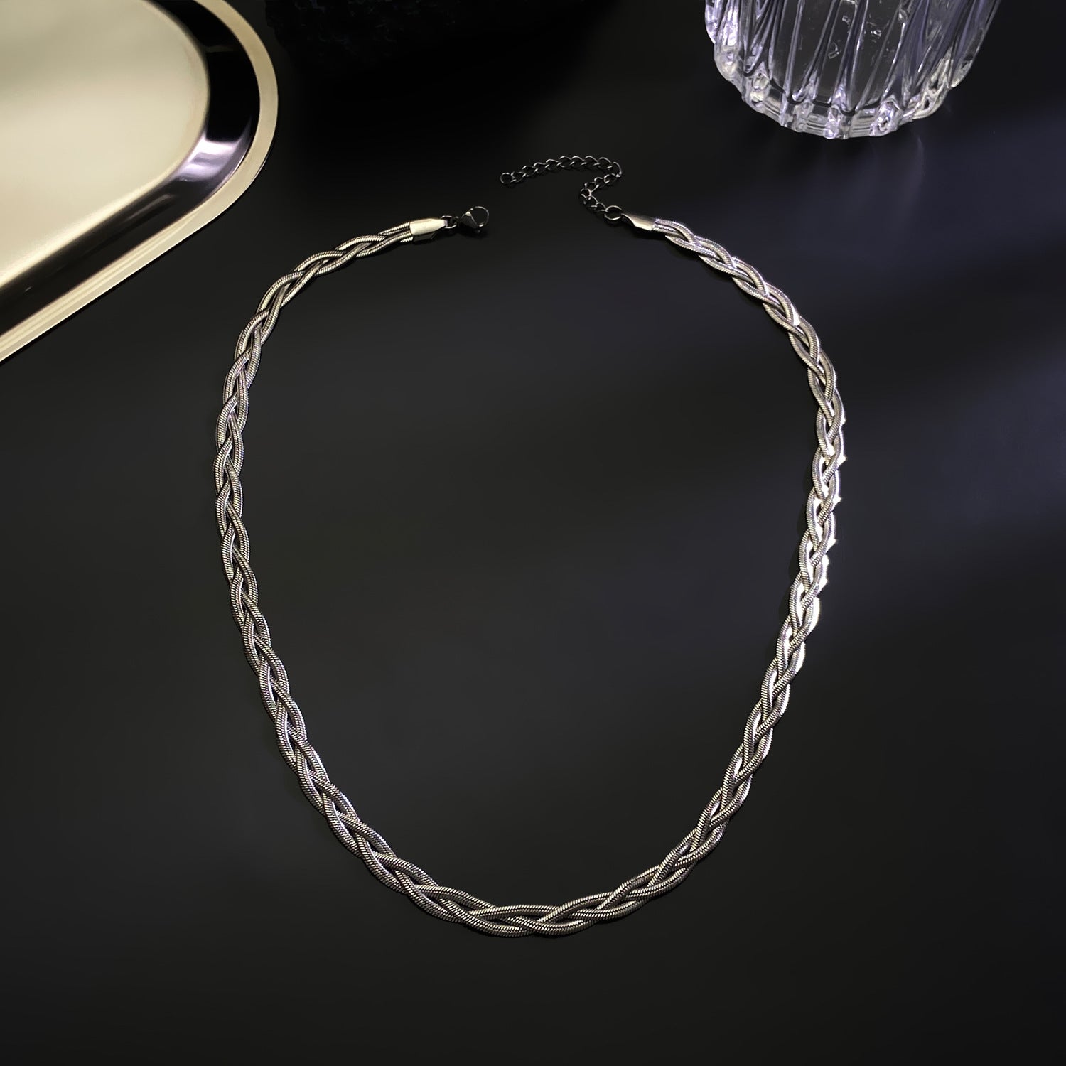 Wholesale Light Luxury Flat Three-layer Snake Bone Chain Gold-plated Necklaces Bracelets ACC-NE-MY014