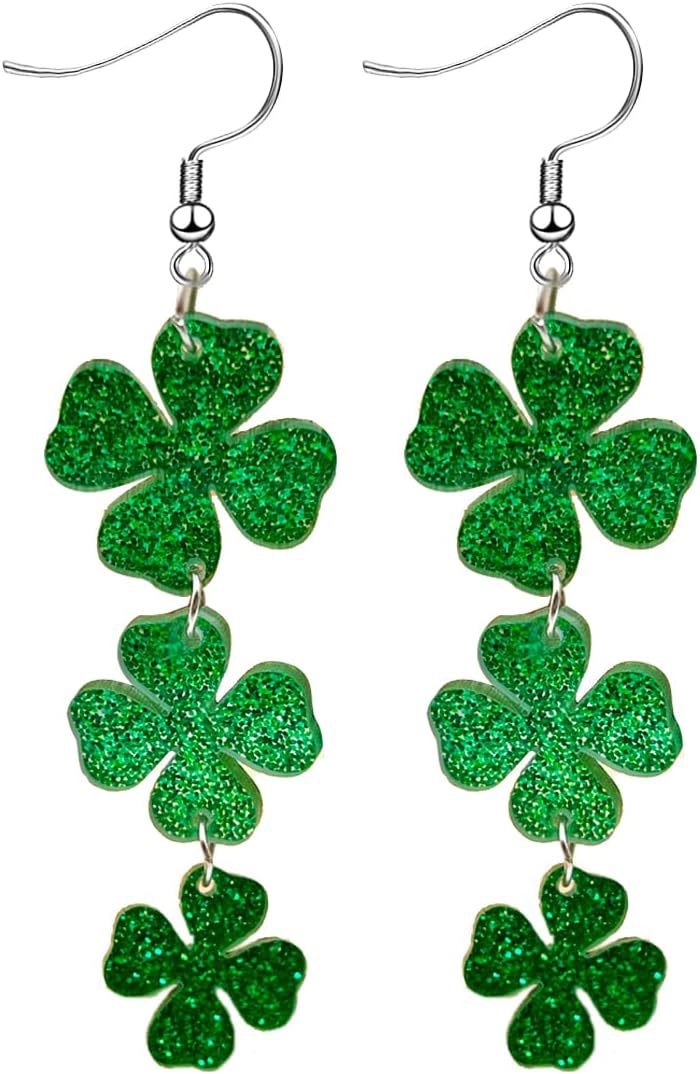 Wholesale Acrylic St.  Patrick' s Day Lucky Clover Irish Earrings