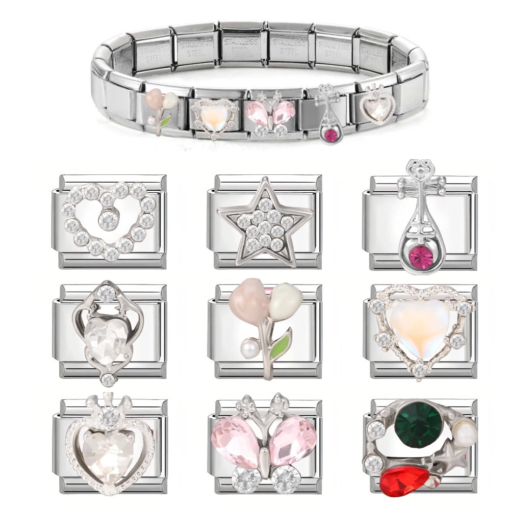 Wholesale Titanium Steel DIY Jewelry Charms Heart Flower Design Craft Supply For Couples