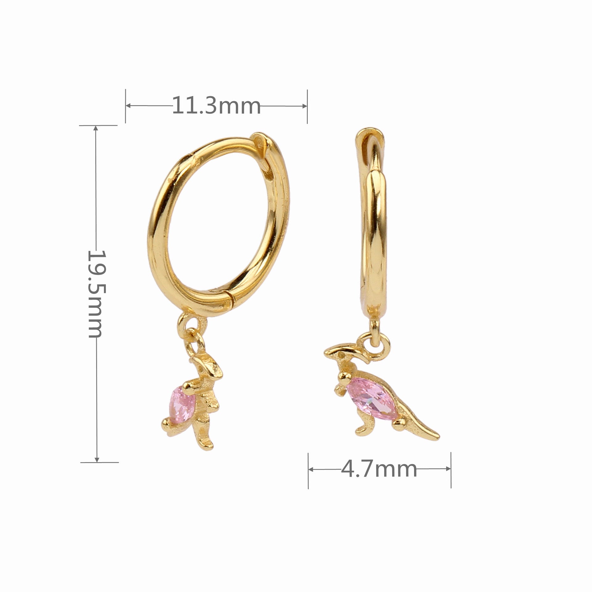Wholesale s925 Sterling Silver Kangaroo fashion exquisite plating ear buckle ins niche cute earrings