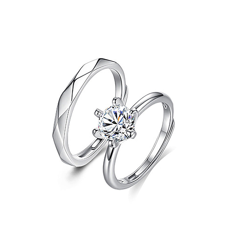 Wholesale  925 Sterling Silver Moissanite  Six-claw Diamond Ring
