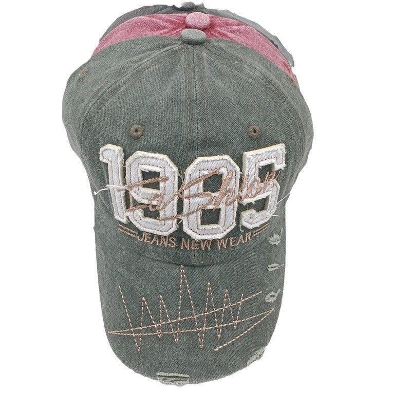 Wholesale Washed Embroidered Baseball Cap Number Mark Hole Casual Hat ACC-HT-Daod005