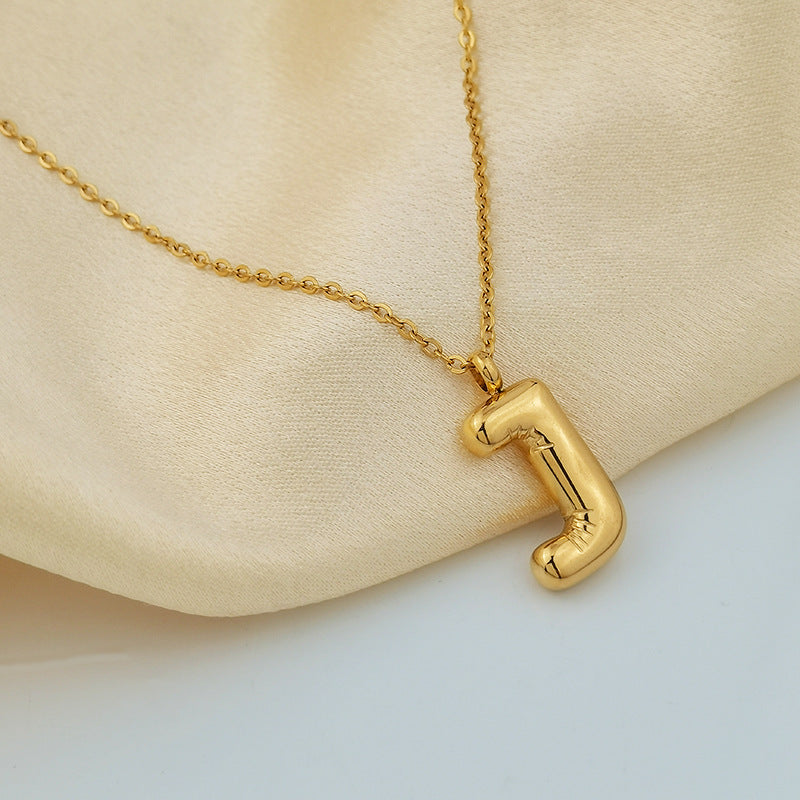 Wholesale 26 Letters 18K Gold Plated Polished Letter Necklaces ACC-NE-GuDi014