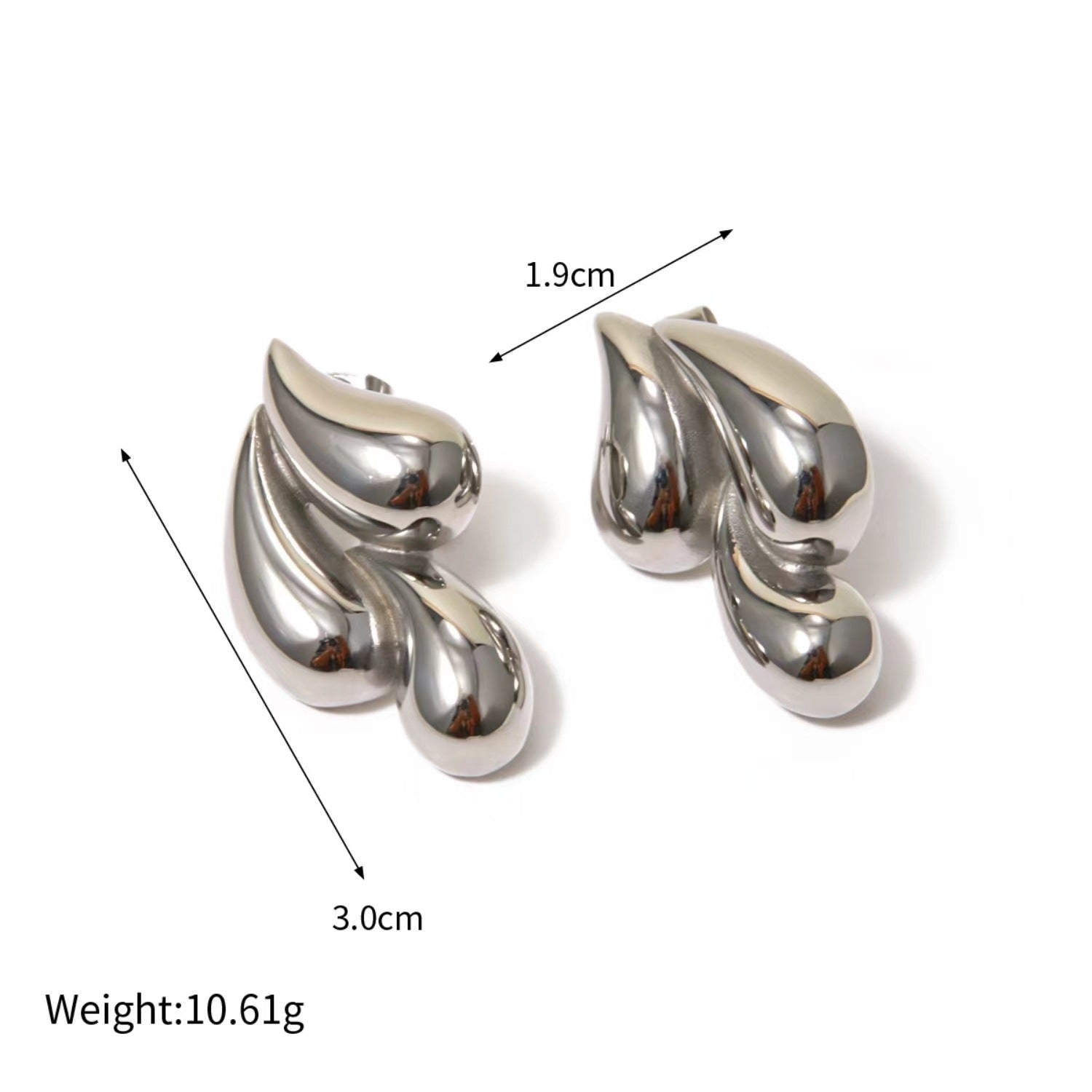 Wholesale Trendy Minimalist Geometry Series 18K Gold Stainless Steel Three-petal Drop Earrings Women' s Earrings Butterfly Earrings Jewelry