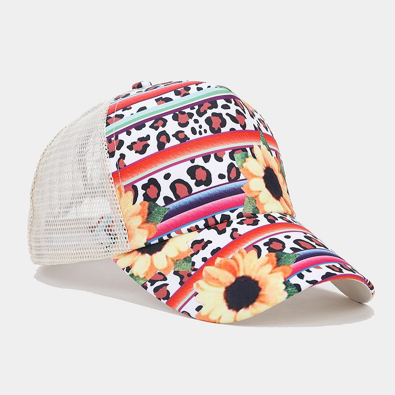Wholesale Western Style Sunflower Cow Pattern Aztec Ponytail Hat Mesh Cap Baseball Cap ACC-HT-LvYi001