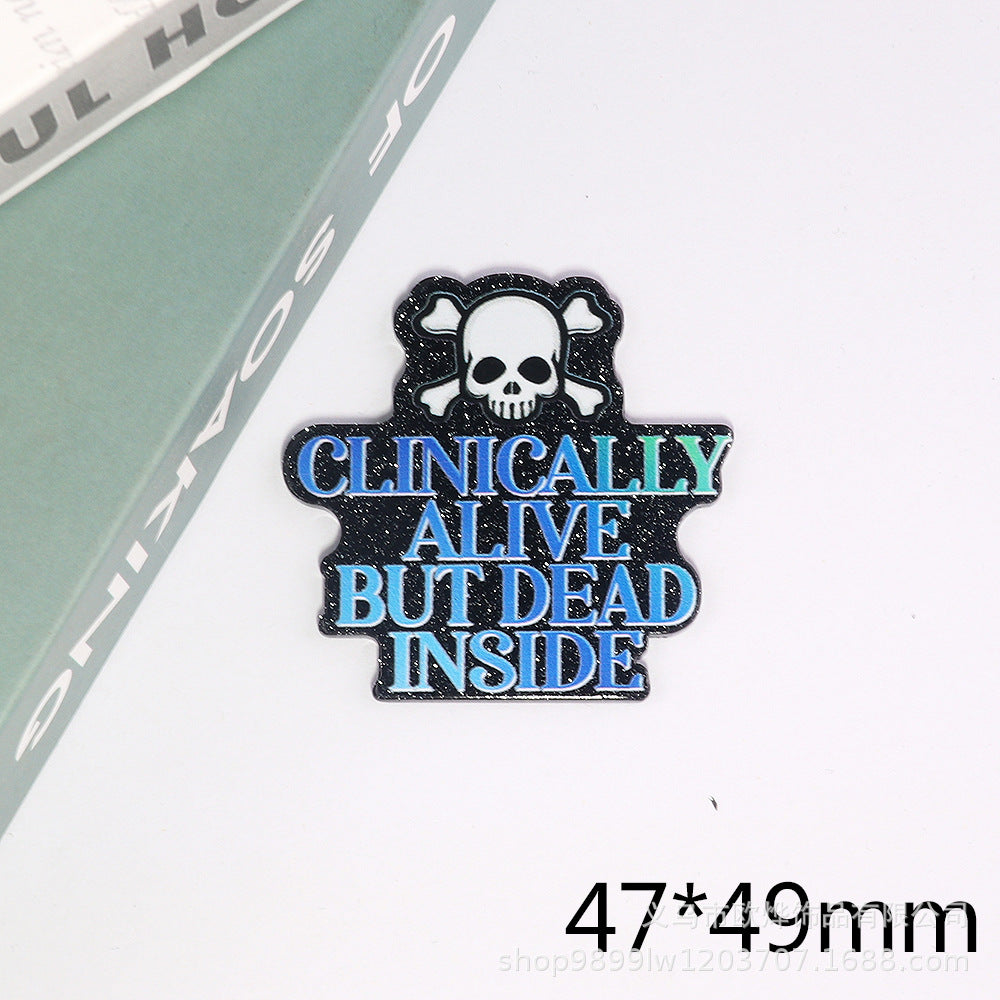 Wholesale 10pcs DIY Flatback  cartoon letter  Acrylic Flatback Badge Reels Retractable Keychain DIY Accessories