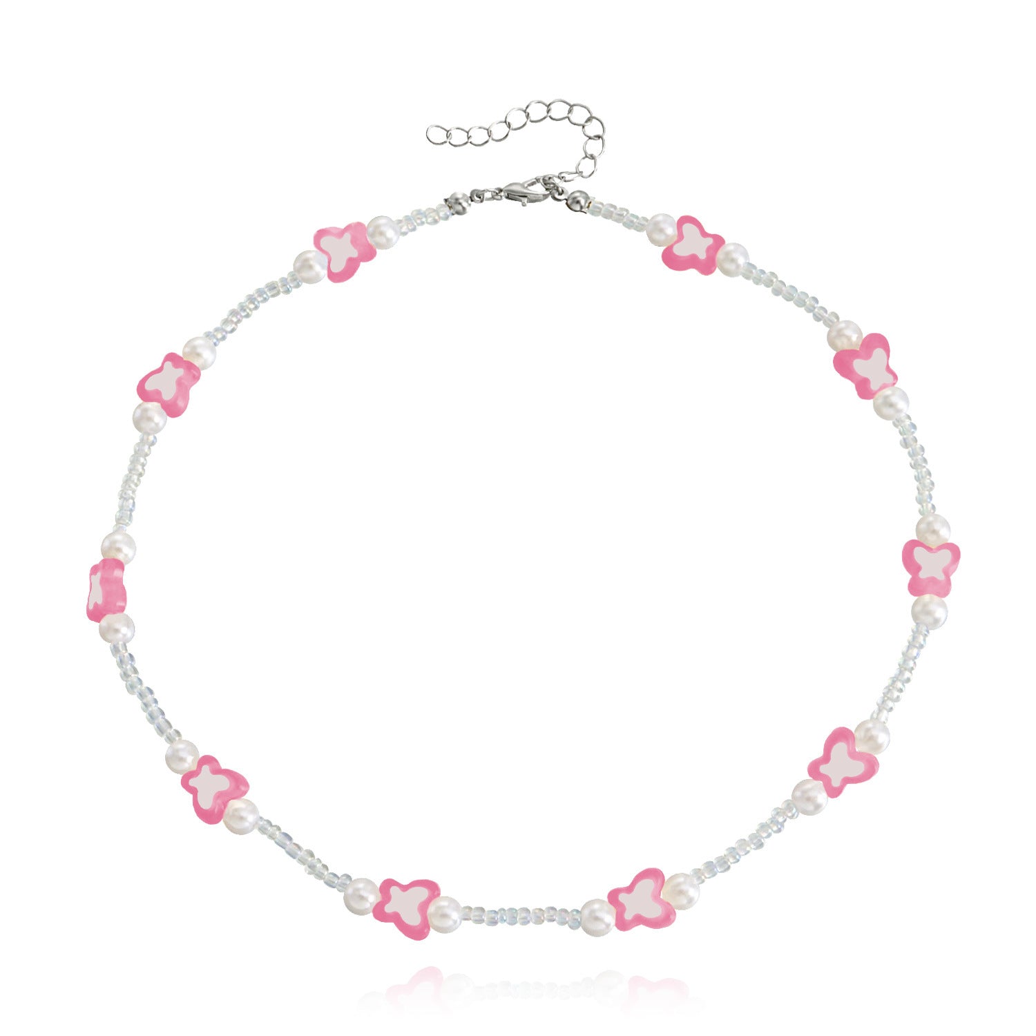 Wholesale Mini Color Butterfly Clear-cut Rice Bead  Necklaces