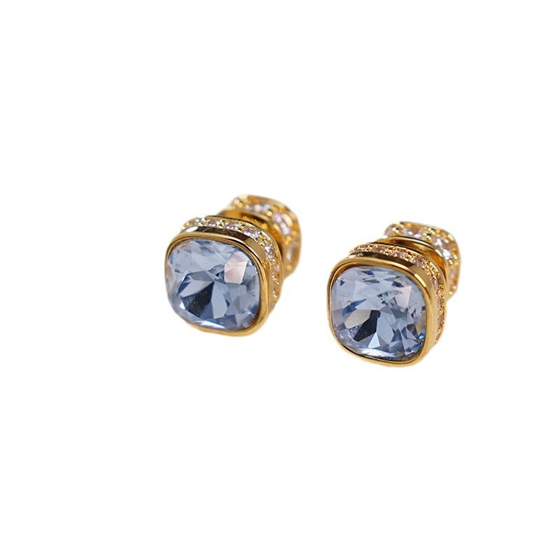 Wholesale  square retro Zircon stud earrings