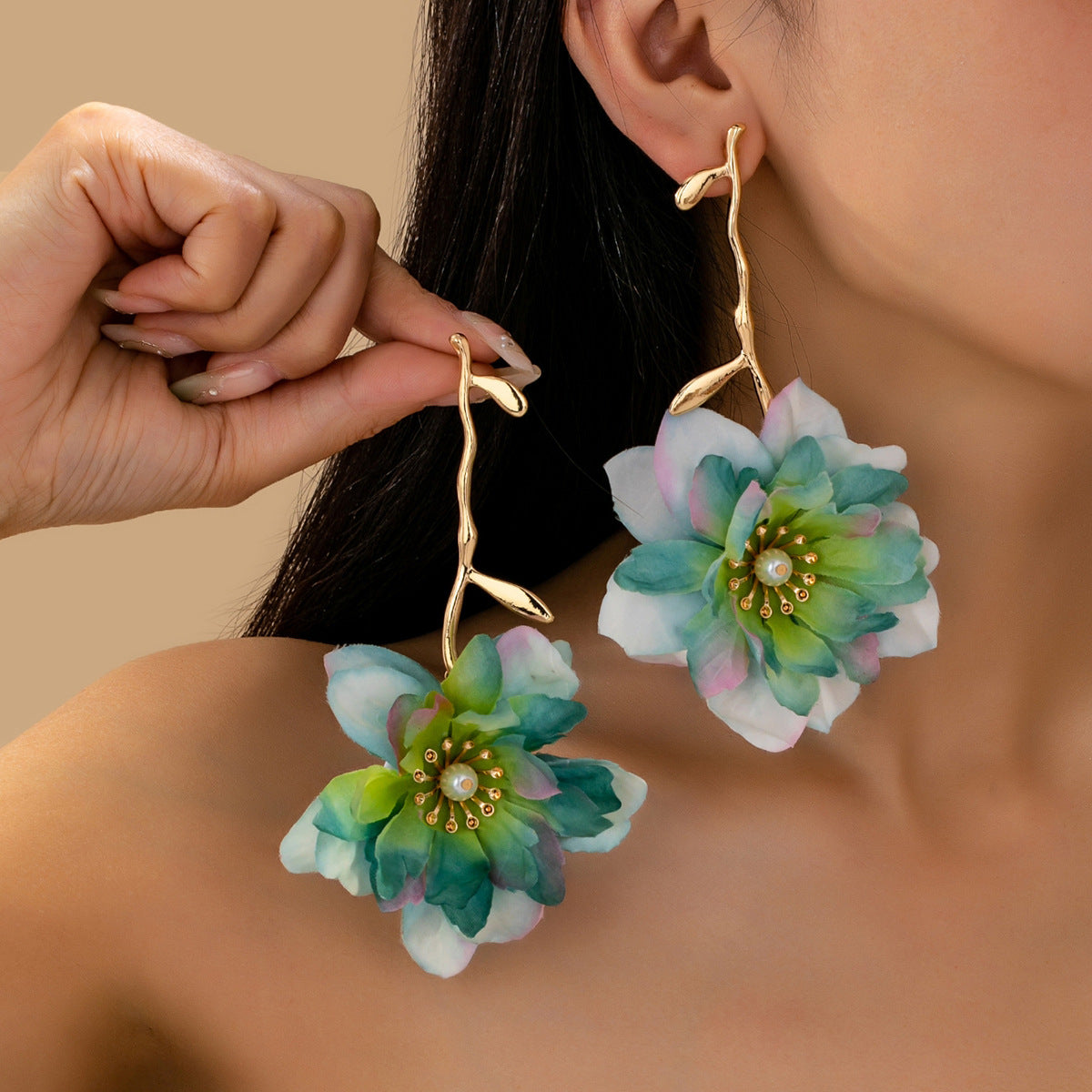Wholesale Electroplated Iron Alloy Flower Earrings For Women Trendy Multicolor Party Jewelry Accessory