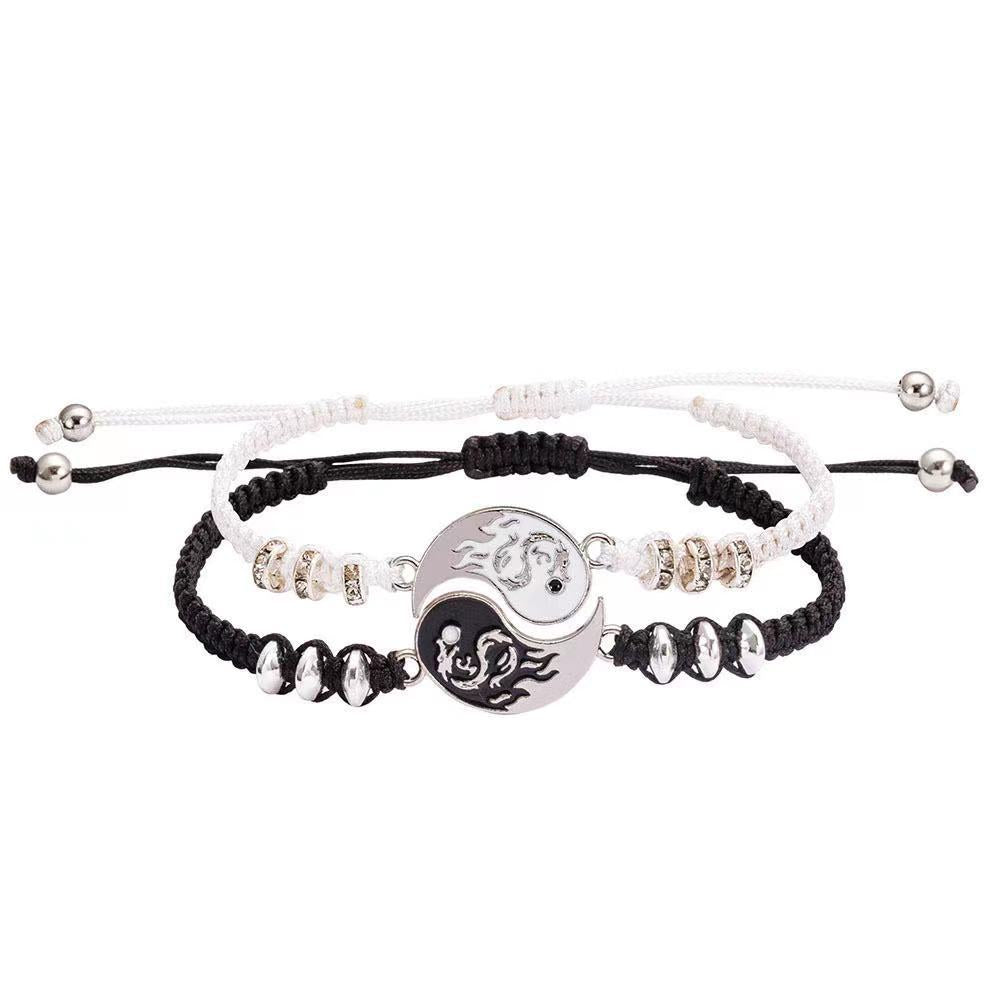 Wholesale Trendy Alloy Handmade Woven Couple Bracelet Set Taiji Bagua Design Gift Resale
