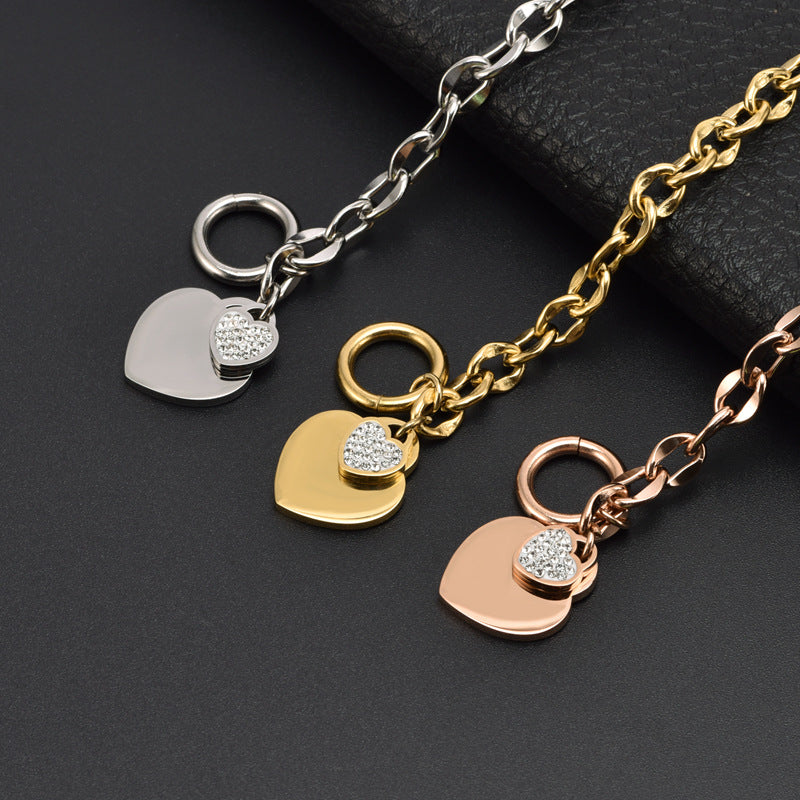 Bracciale all'ingrosso in acciaio al titanio Love Rose Gold