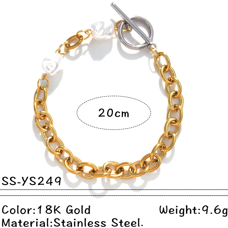 Wholesale Stainless steel bracelet with 18K gold plating,  geometric square and heart shape.