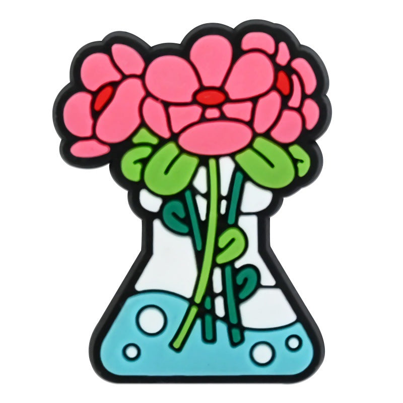 Wholesale Random 100pcs  floral vase series  PVC Soft Rubber Shoe Buckle Decoration