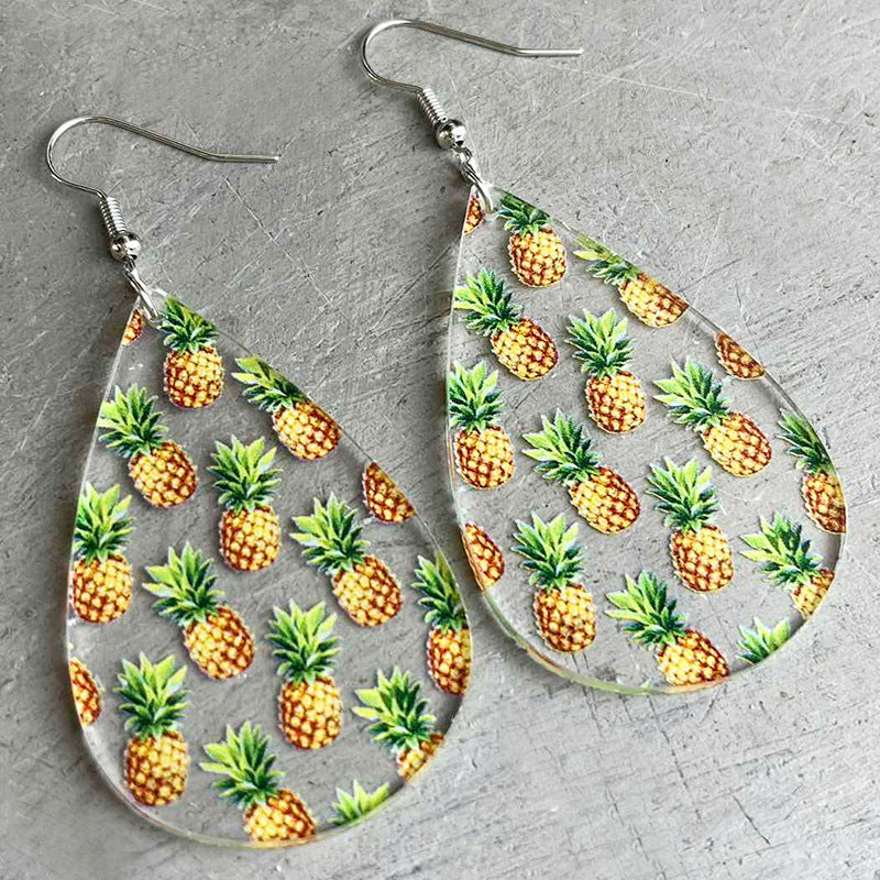 Wholesale 2 Pairs/pack Flamingo Starfish Pineapple Acrylic Drop Shape Earrings ACC-ES-HY092