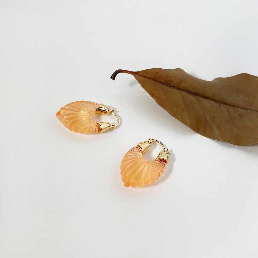 Wholesale  U-shaped Color  Glass Striped Small Wings Advanced Glass Earrings