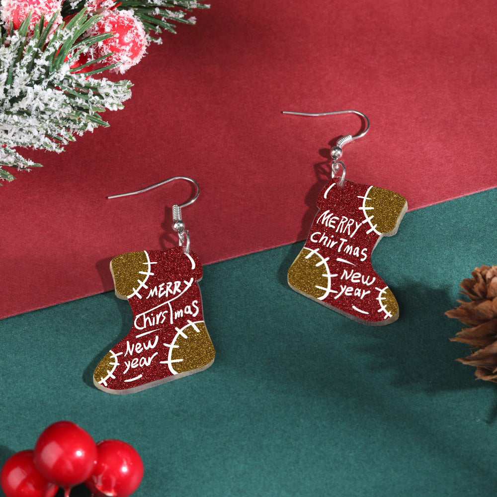 Wholesale Acrylic Christmas  Stocking Earrings