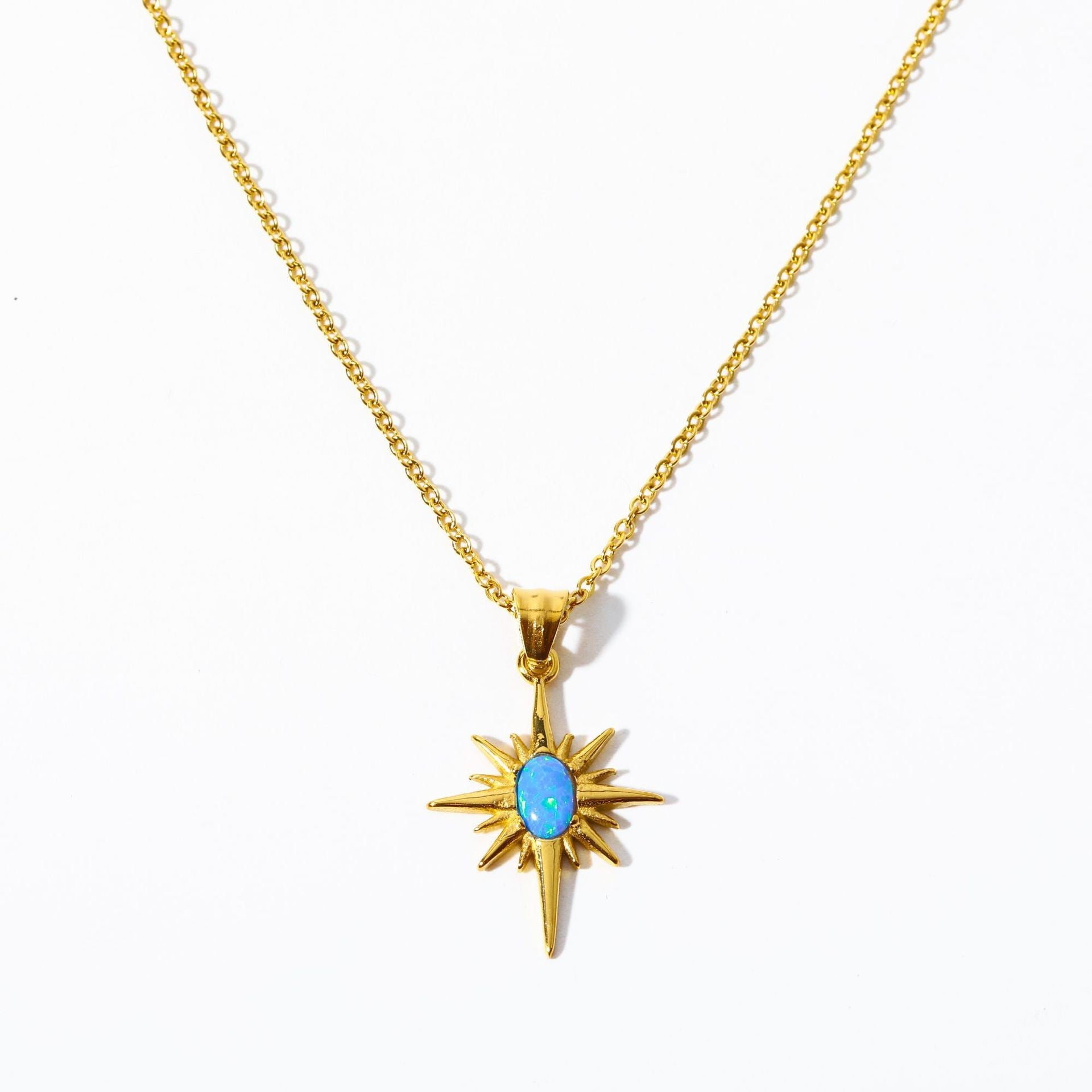 Wholesale Vintage Six-pointed Star Titanium Steel Necklace 18K Gold Plated Necklace ACC-NE-JiP002