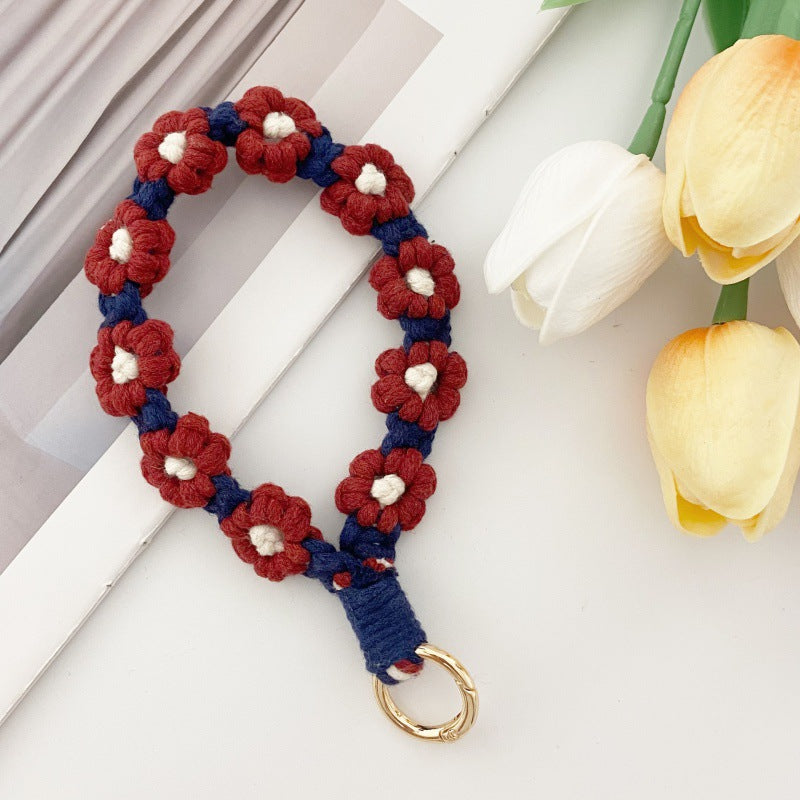 Wholesale Small Daisy Flower Mobile Phone Lanyard Keychain Bohemian Holiday Style Keychains ACC-KC-Huaien001