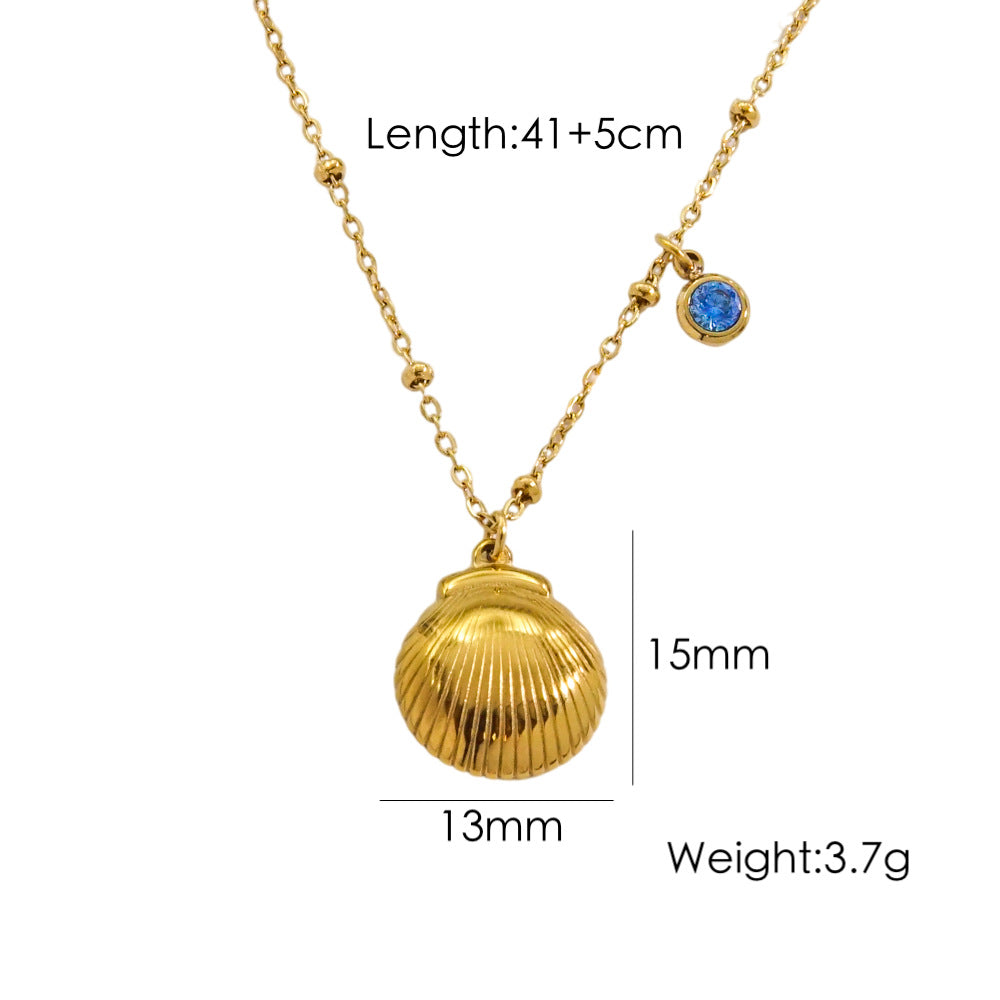 Wholesale Stainless steel Summer Beach Wind Niche Starfish Dolphin Conch Shell Necklaces