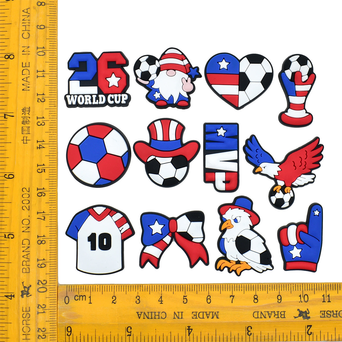 Wholesale Random 100pcs USA Football   PVC Soft Rubber Shoe Buckle Decoration
