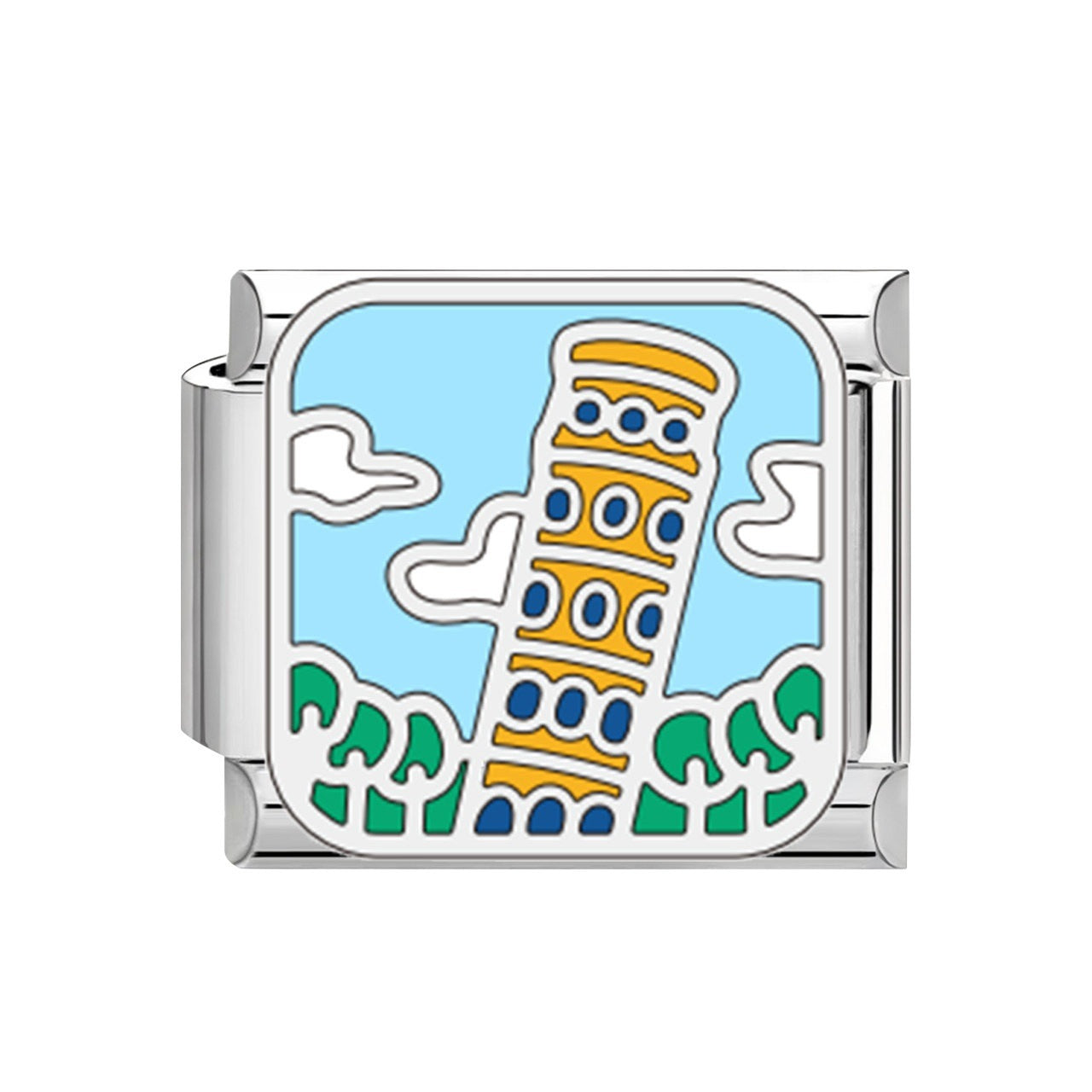 Wholesale Creative DIY Italian-style modular bracelet charm featuring travel landmark designs in stainless steel
