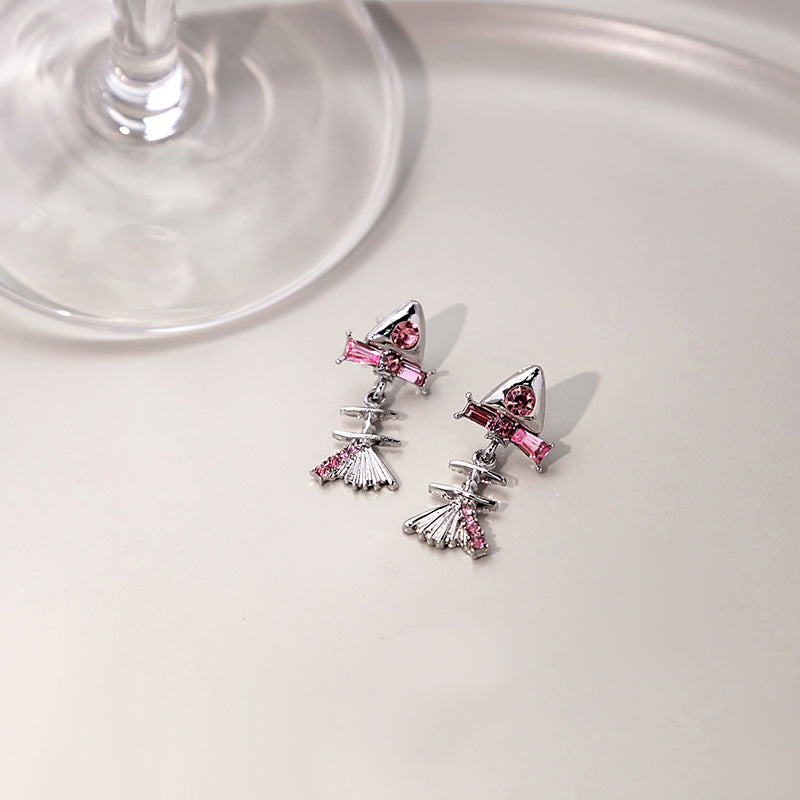 Wholesale Bow Pink Quartz Earrings ACC-ES-MDD053