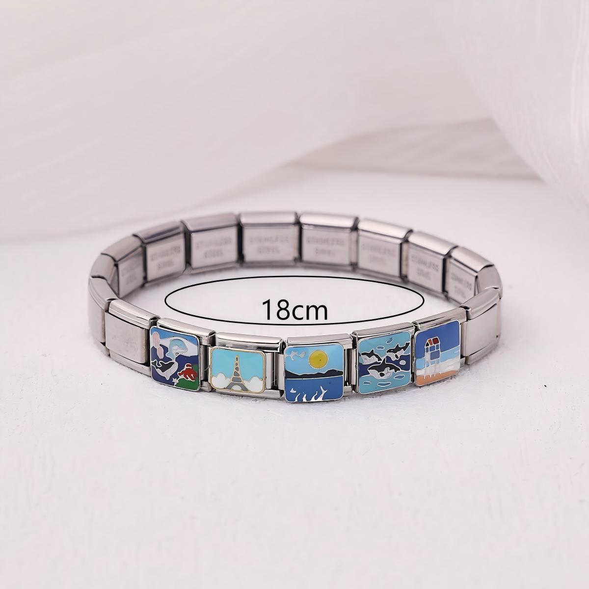 Wholesale Italian Charm Bracelet 9mm DIY Splicing Ocean Scenery Cartoon Stainless Steel Composable Bracelet