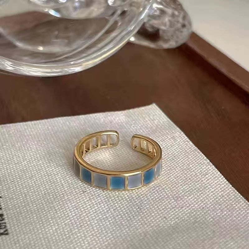Wholesale Alloy Dripping Oil Open Ring Emerald Green Geometric Shape Women S Everyday Jewelry Accessory