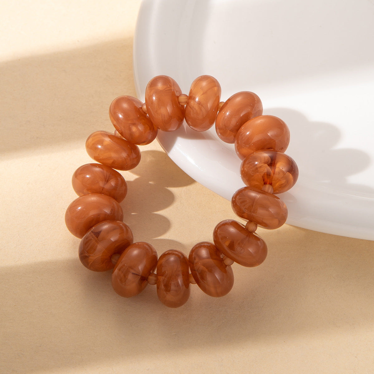 Wholesale Sweet Korean Style Dark Purple Resin Abacus Bead Bracelet Cute Student Fashion Accessory Everyday Gift For Women