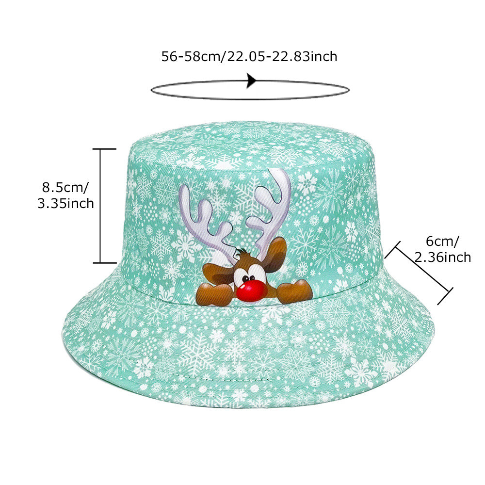 Wholesale Christmas snowflake and elk print bucket hat