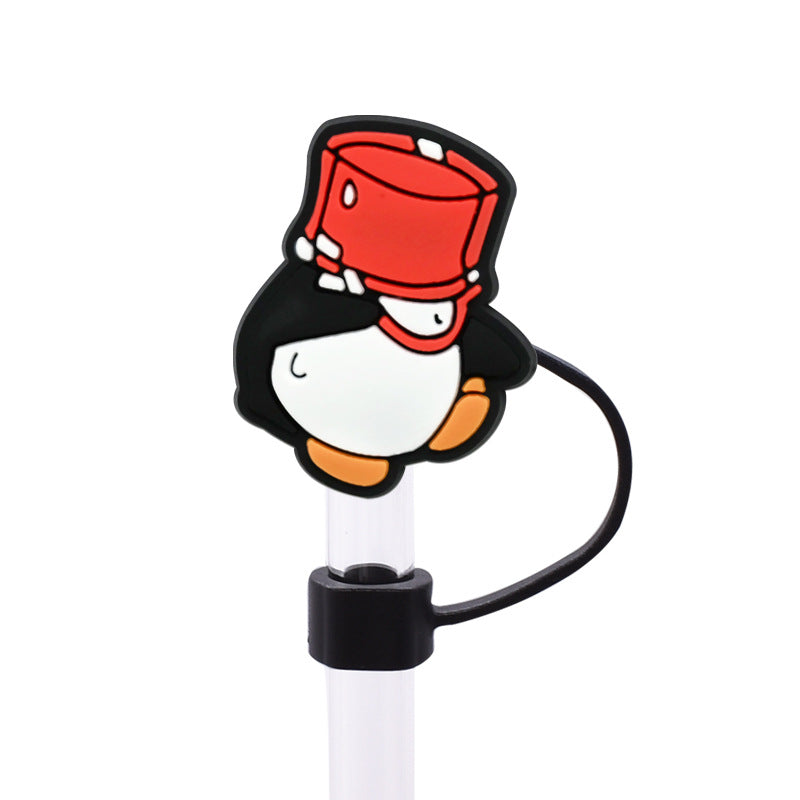 Wholesale Random 100pcs Cute Penguin Series PVC Soft Straw Tube Cap