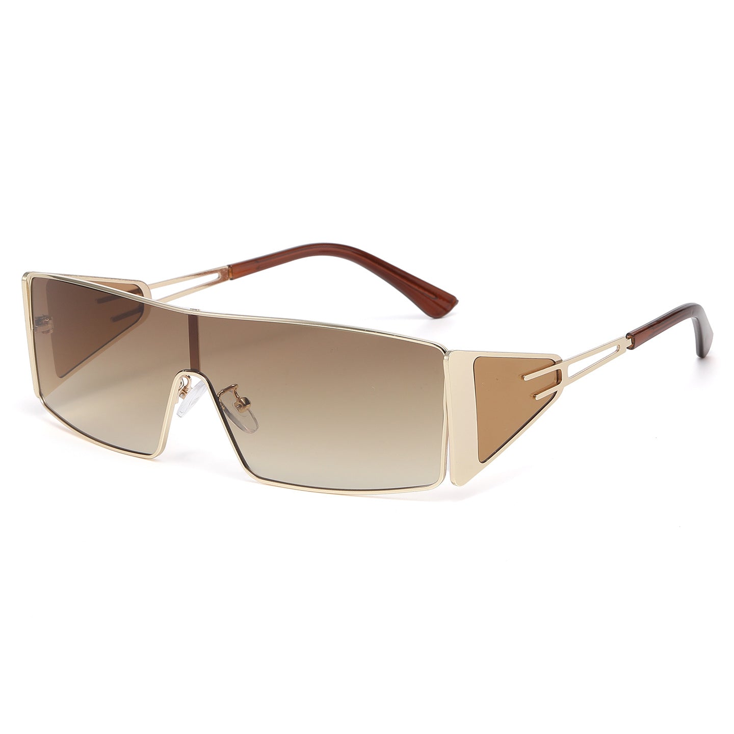 Wholesale Square One-Piece Sunglasses UV400 Black Frame Gray Lens Chic Street Style Women Fashion Accessory
