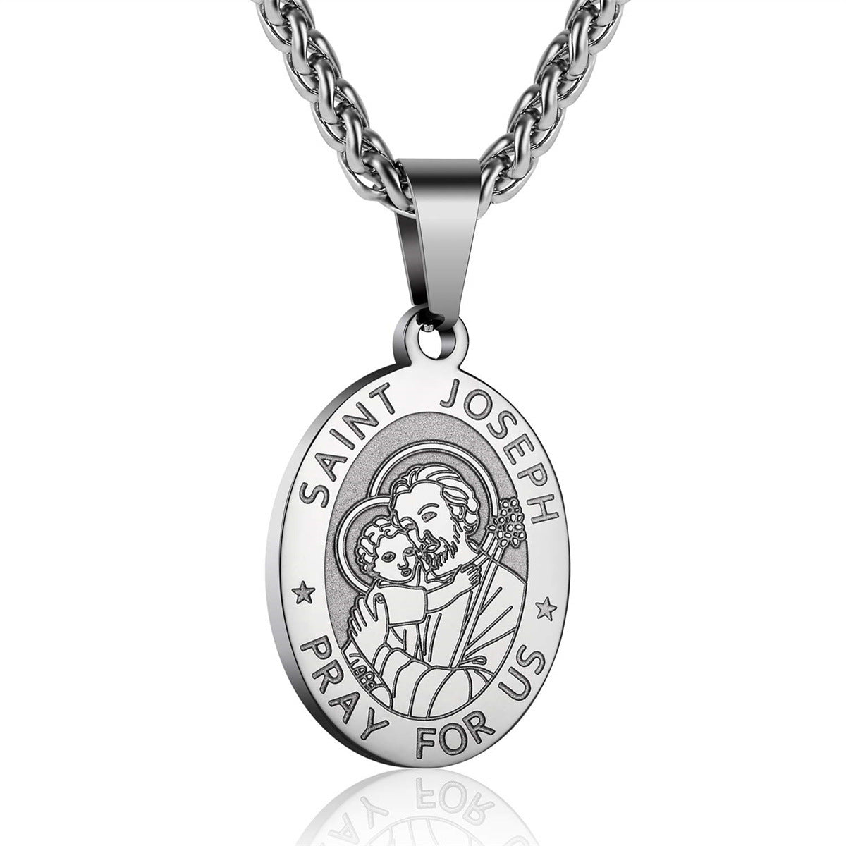 Wholesale double-sided portrait medal cross stainless steel pendant necklace