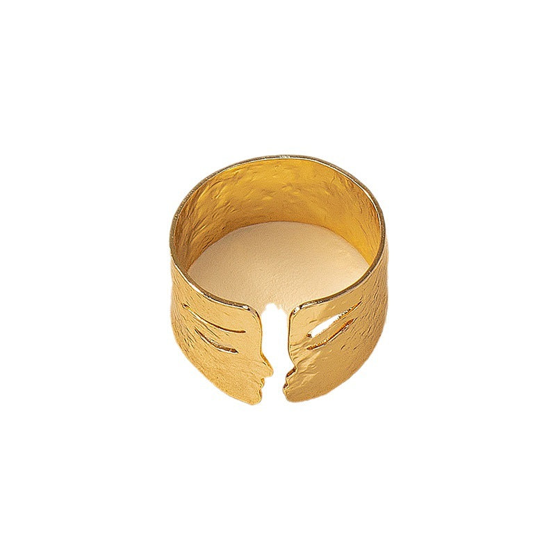 Wholesale  Fashionable Abstract Face Metal Ring Women' s Simple Retro Open Ring Contour Ring Women' s Decoration